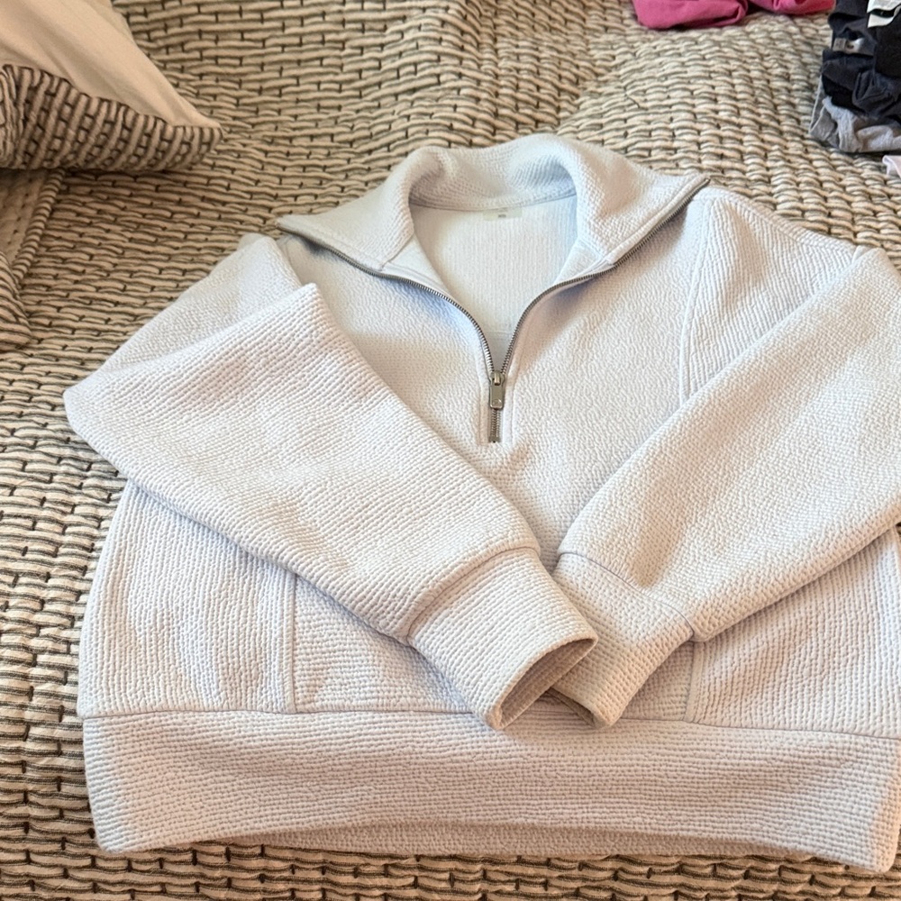 Cozy Light Gray Quarter-Zip Sweater